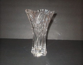 West German Noritake Crystal Vase, 8" tall, 1980s