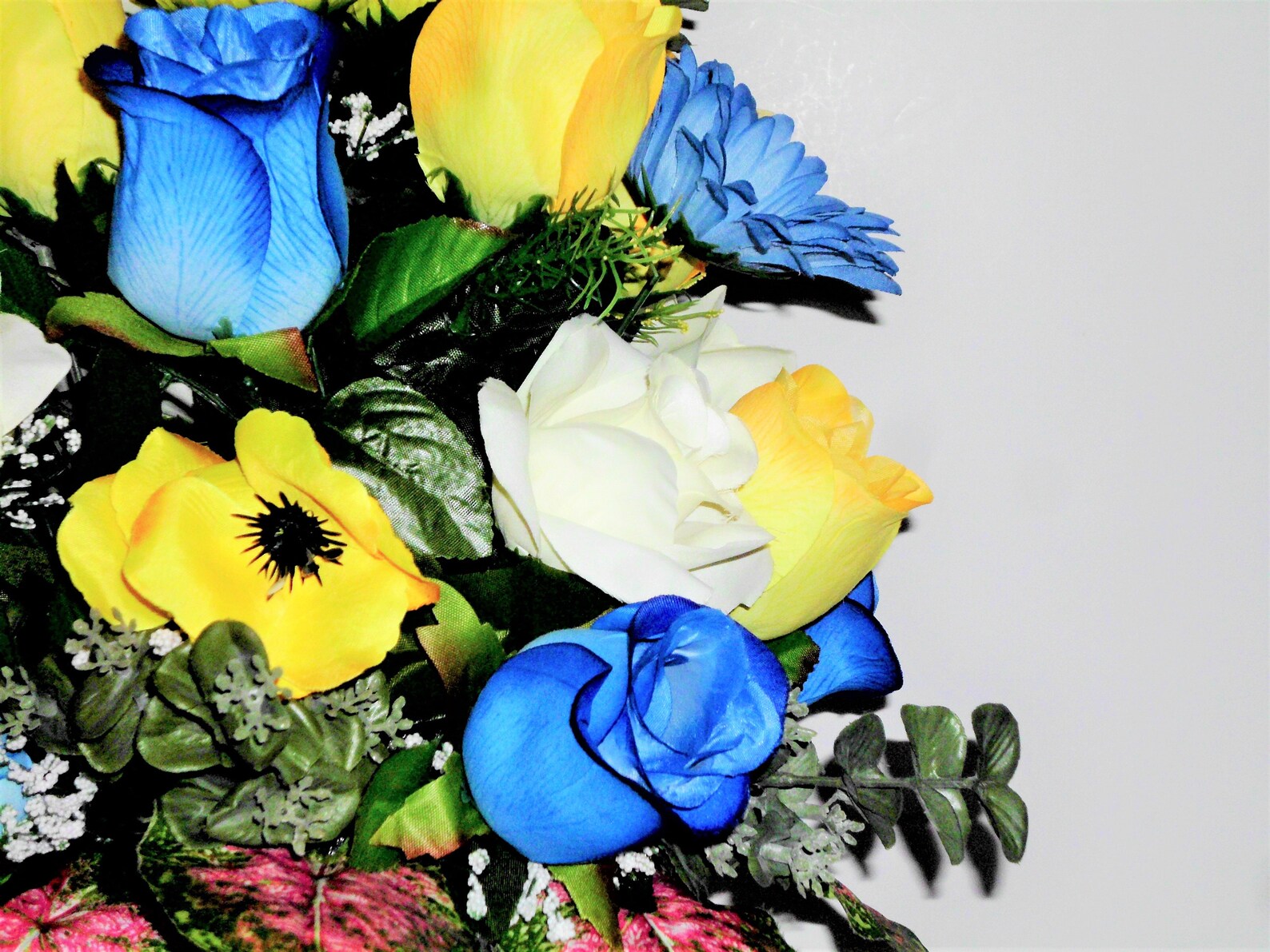 Blue Rose and Yellow Rose Cemetery Flowers for Vase Cemetery Etsy