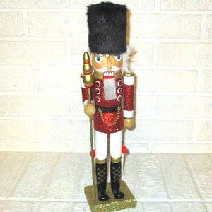 Glittered Wood Nutcracker, 15&quot; tall, Mantle/ Tabletop Christmas Decor