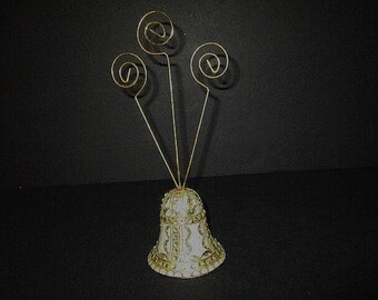Bell Shaped Cloisonne Style Card/ Photo Holder, 9" tall, Decorative Accent