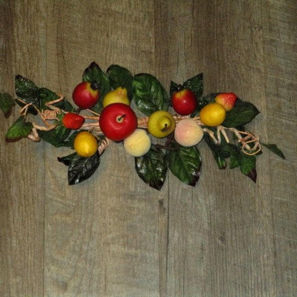 Small Faux Fruit Floral Swag, 14" long, Country/ Farmhouse Kitchen Decor