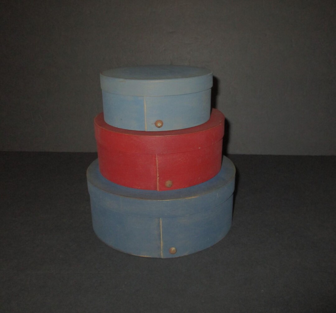 Wood Round Nesting Boxes With Distressed Detail, 7"tall, Primitive ...