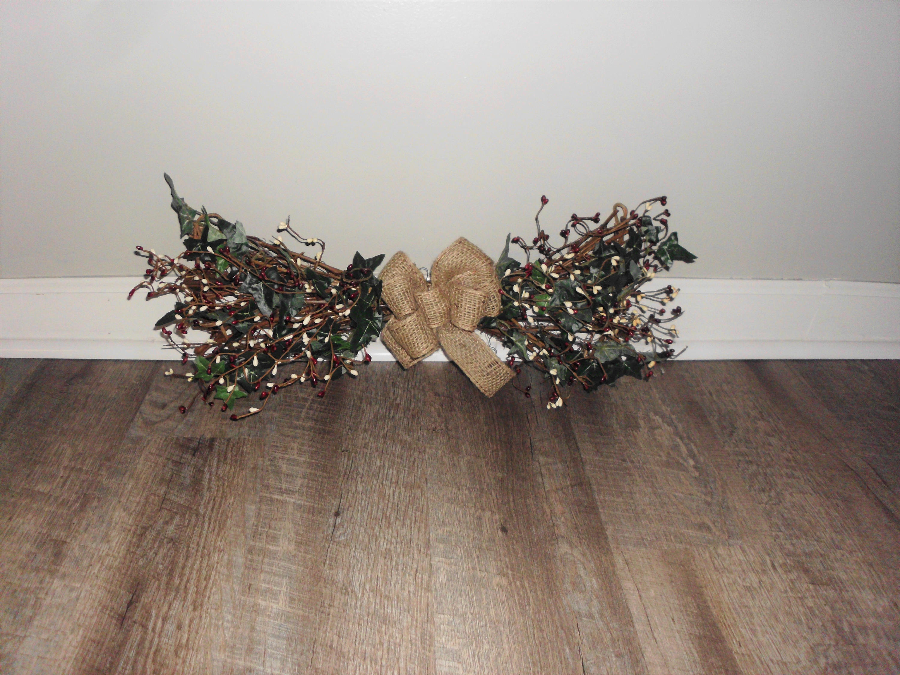 Handmade Primitive Grapevine Swag with Tan Wired edge Burlap Etsy