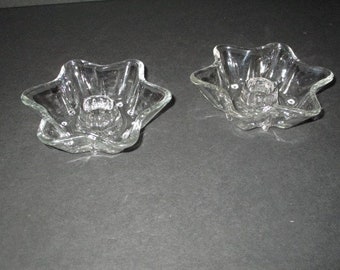 Clear Glass Six Point Star Taper Candle Holder, set of 2, Home Decor, 4 1/2" in diameter