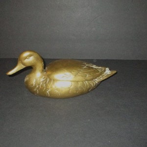 Brass Duck Trinket Box with Hinge Lid, 10 1/2&quot; long, 1970s, BOHO/ Farmhouse