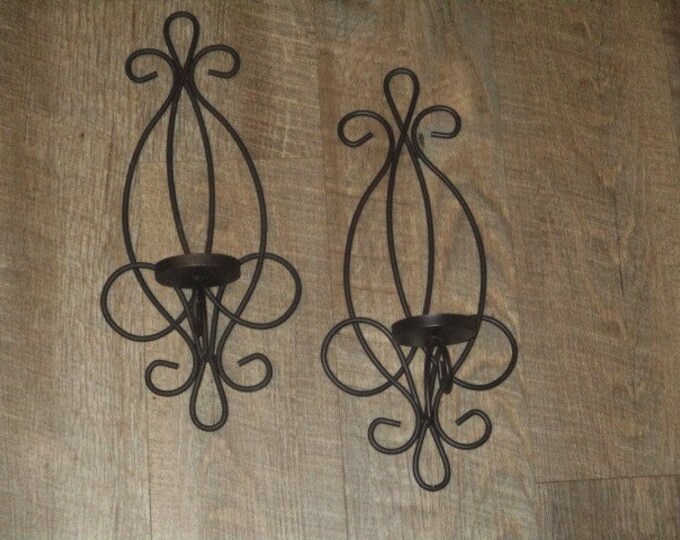 Vintage Black Metal Votive Candle Holder Wall Sconce Set of Etsy