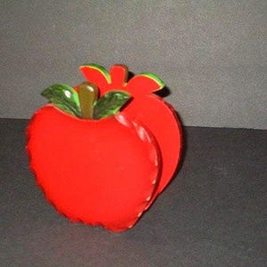 Wood Apple Napkin Holder, Kitchen Storage, 5 1/4&quot; tall, Farmhouse/ Primitive