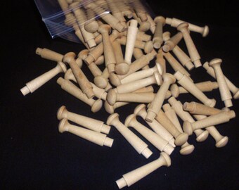 Natural Unfinished Wooden Shaker pegs 1 3/4" by 1/2" w 1/4 tenon, Your Choice of 12, 25 or 50 pieces / Ready to be painted or stained W3415