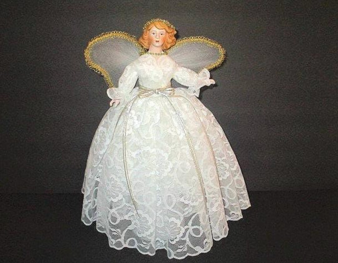 Angel With Styrofoam Cone Base, White Lace Dress Porcelain Head, 15 ...