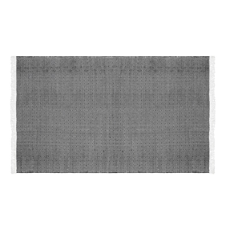 Cotton Area Rug Woven Black White Argyle Frills 1188 Etsy