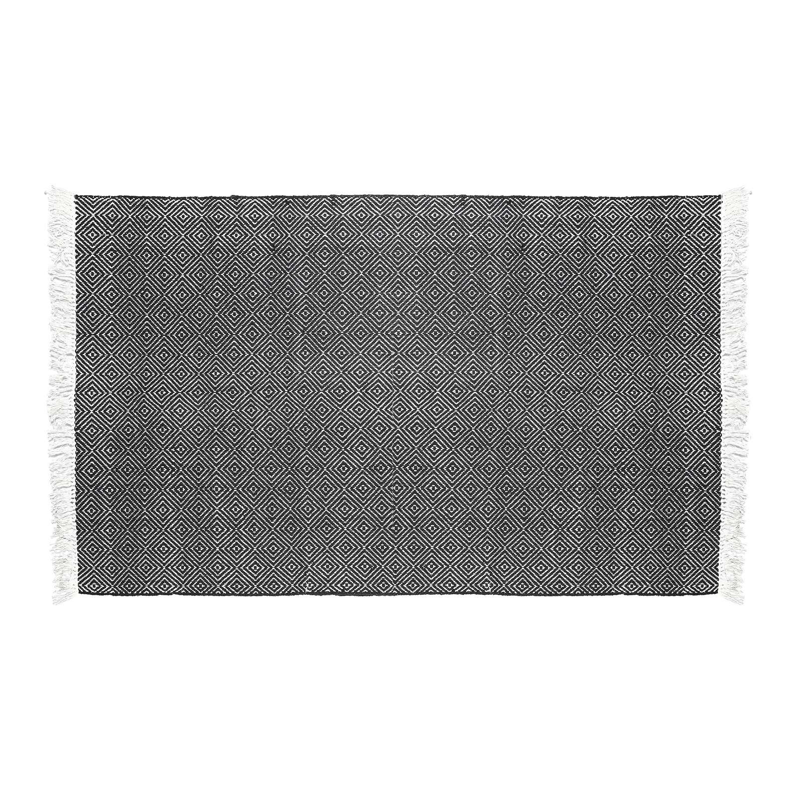 Cotton Area Rug Woven Black White Argyle Frills 1188 Etsy