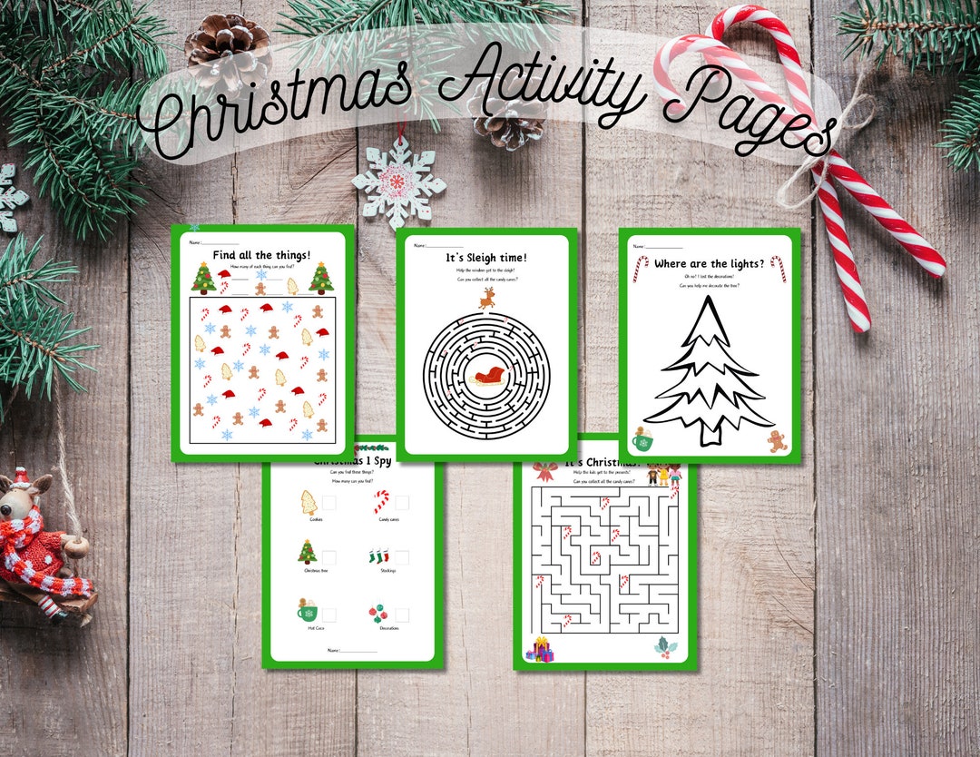 Printable Christmas Activity Pages Etsy Printable Christmas Activity Pages Etsy