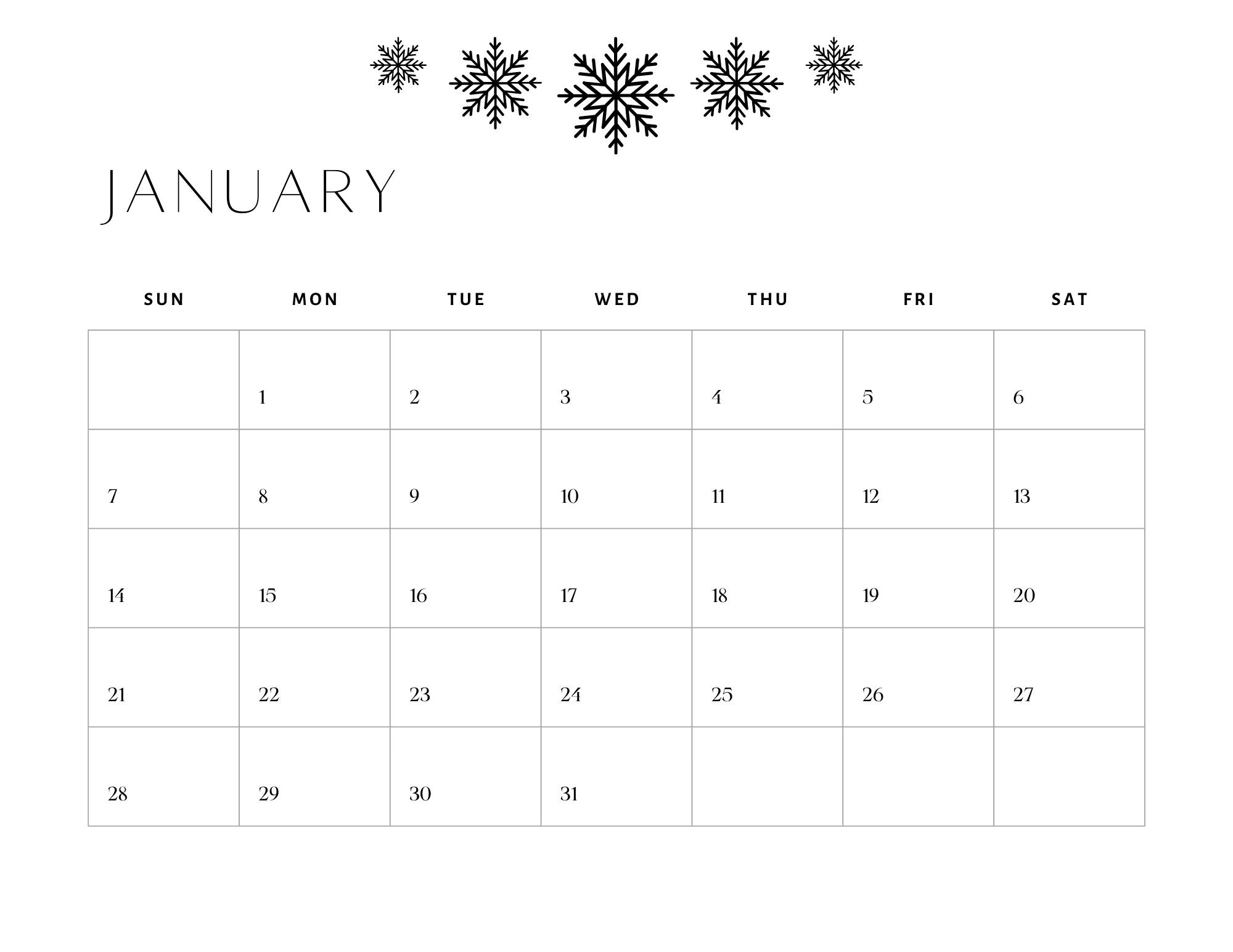 Printable 2025 Black and White Wall Calendar Etsy