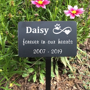 Personalized Pet Grave Marker with Stake - Metal Pet Memorial Plaque - Dog Remembrance Marker Sign
