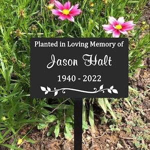 memorial marker, metal garden marker, 5x3" with stake, Metal Name Plate, metal memorial marker
