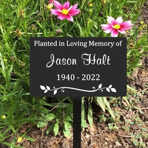 memorial marker, metal garden marker, 5x3" with stake, Metal Name Plate, metal memorial marker