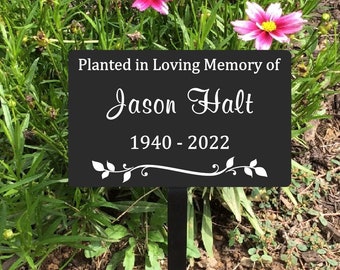 memorial marker, metal garden marker, 5x3" with stake, Metal Name Plate, metal memorial marker