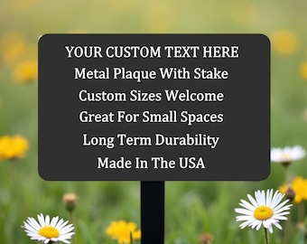 Engraved Garden Sign with Stake – Personalized Metal Tree Plaque