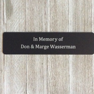 Engraved Memorial Plaque: Black Metal Personalized Tribute Sign
