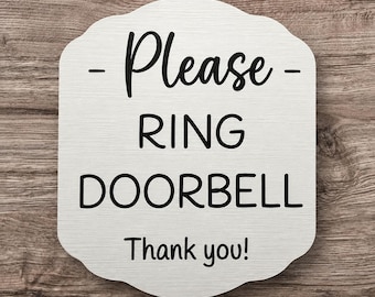 Please Ring Doorbell Sign | Front Door Plaque | Engraved Sign | Delivery Door Sign | Modern Entryway Decor