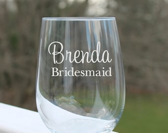 Personalized Wine Glasses, wedding glasses, Bridesmaid Gift