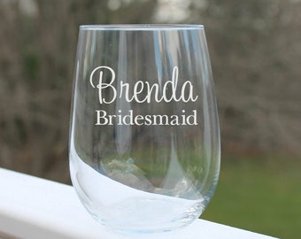 Etched Wine Glasses, Wedding Wine Glasses, Bridesmaid Gift, Etched Wine Glass, Custom Wine Glasses, Custom Wine Glass, Monogram Wine Glasses