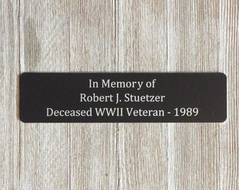 Laser Engraved Metal Memorial Plaque - 8x2" Outdoor Bench Sign