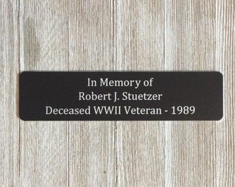 engraved name plate, custom outdoor metal plaque, memorial bench