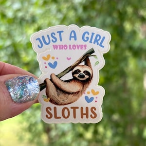 Sloth Lover Vinyl Decal – Adorable Waterproof Sticker - Cute Sloth Vinyl Sticker - Waterproof Vinyl Decal for Cars, Laptops & More