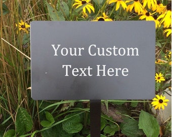 metal yard signs, custom engraved, personalized plaque with stake