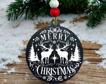 Engraved Christmas Ornament | Faux Chalkboard Holiday Gift Tag