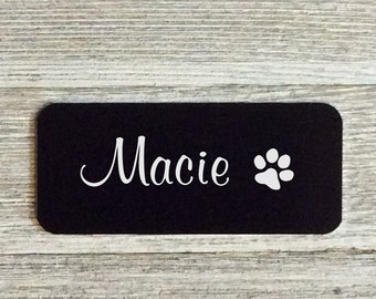 Engraved Pet Name Plate: Custom Metal Tag, Outdoor Dog House Sign (4x2")