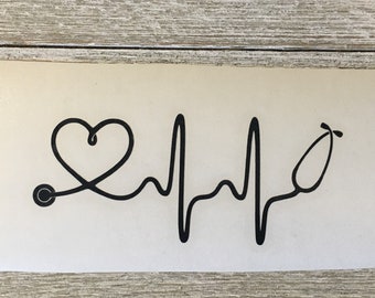 vehicle decals, vehicle stickers, nurse decal, vinyl decals, stethoscope decal, heartbeart, nurse decals, nursing, doctors, vehicle decal,