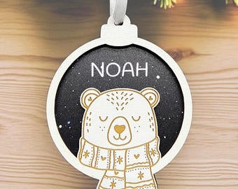 Personalized Wood Christmas Ornament – Laser Engraved Name Gift Tag, Engraved Holiday Tree Decoration
