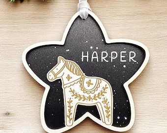 Engraved Wooden Christmas Ornament – Custom Name Gift Tag, Rustic Holiday Decor