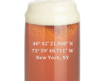 etched beer glasses, gps coordinates, engraved pint glasses, GPS