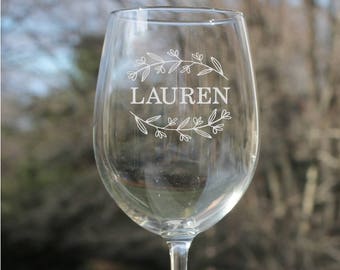Engraved Wine Glasses Personalized Wine Glass Custom Wine Glasses Wine Glass Bridesmaid Wine Glasses Personalized