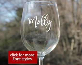 Personalized Etched Wine Glass: Custom Name, 12oz