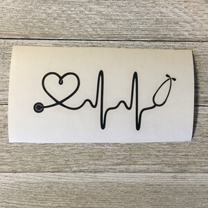 Stethoscope Heartbeat Vinyl Decal: Nurse RN Sticker