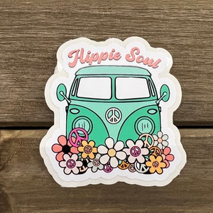 Hippie Soul VW Van Sticker - Waterproof Outdoor Decal for Tumblers - Boho Outdoor Sticker