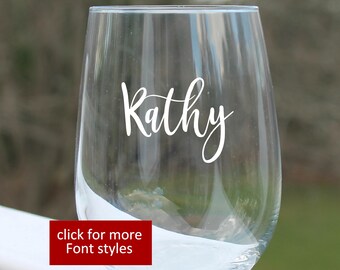 Personalized Etched Stemless Wine Glass, Personalized Wine Glasses, Bridesmaid Wine Glasses, personalized gift