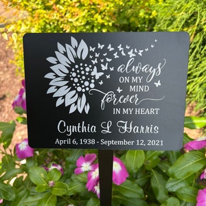 Metal memorial garden plaque with stake, 7x5" custom engraved