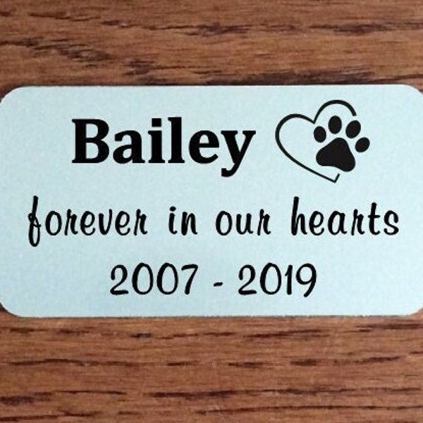 engraved metal pet memorial plaque, personalized urn plaque, dog memorial