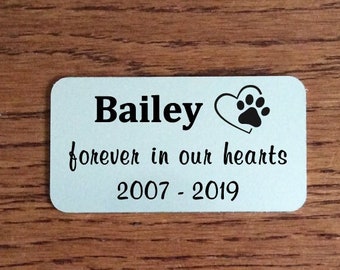 pet urn plate, engraved metal pet memorial plaque, urn plaque, dog memorial