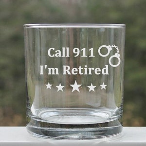 Etched Whiskey Glass: Police Retirement Gift, Law Enforcement