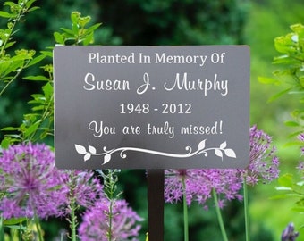 Memorial tree plaque, engraved memorial garden plaque, metal memorial plaque, 8x5" with stake