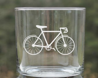 biking, bicycle etched whiskey glass, scotch glasses, Hipster, Bike, whiskey glasses