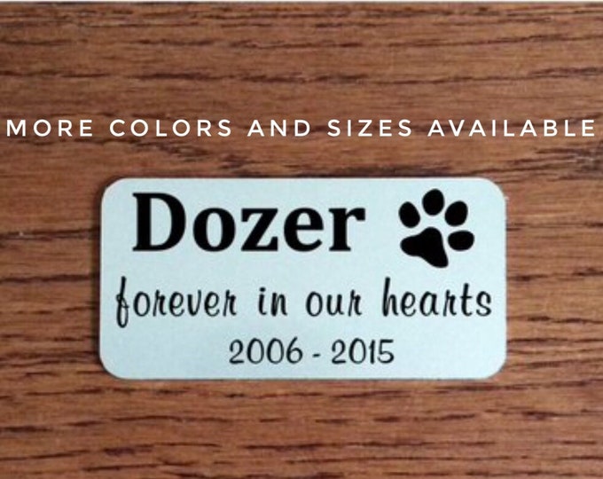 View of Name Plate for Pet Urn Engraved Metal Plates Gold and Silver ...
