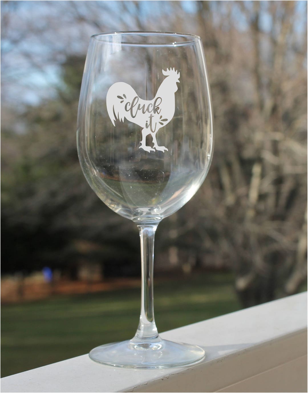 Wine Glasses, Etched Wine Glasses, Chicken Wine Glasses, Engraved Wine