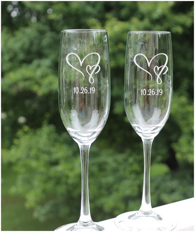 Etched Champagne Flutes Personalized Flutes Wedding Etsy
